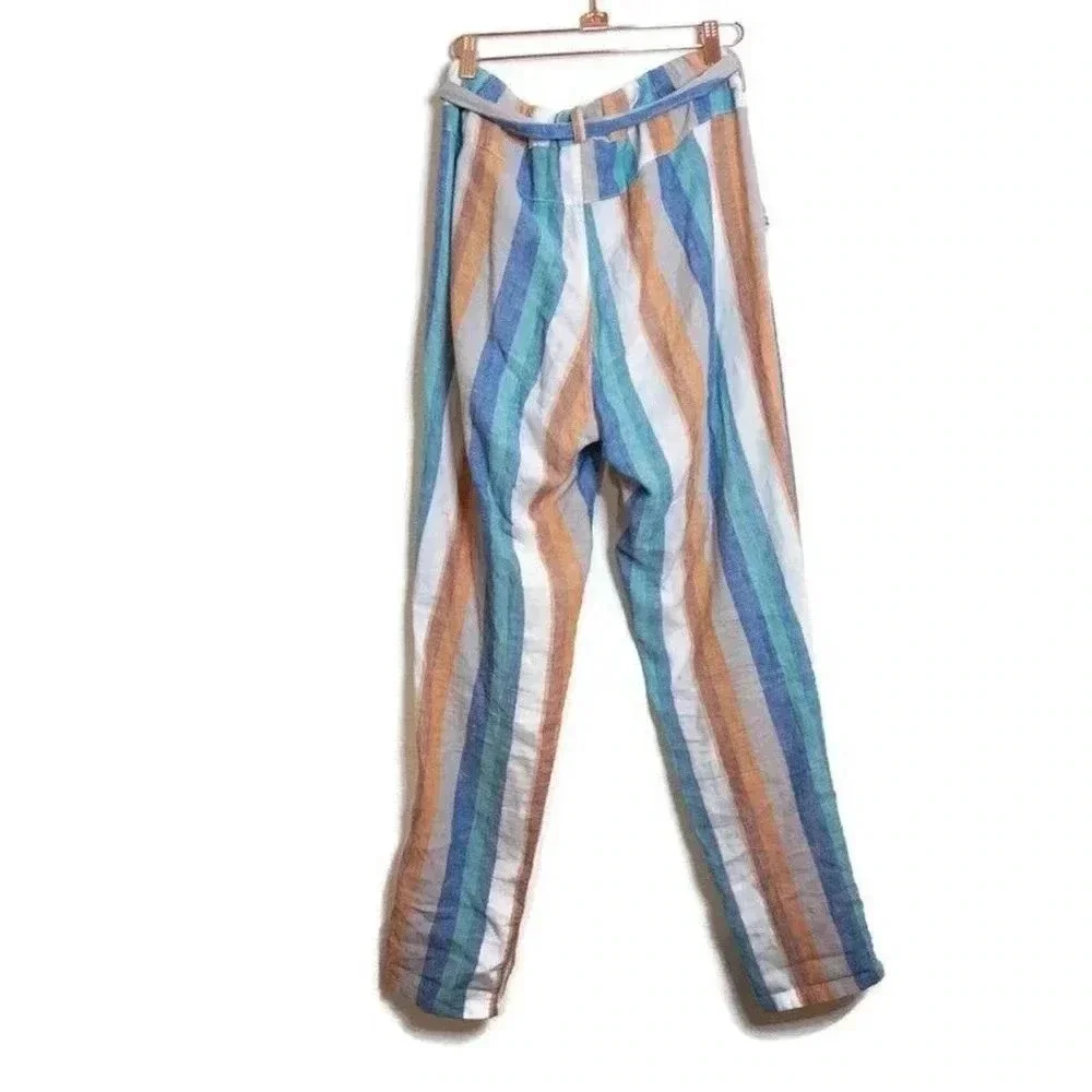 New York Company Soho Street Womens Linen‎ Blend Coastal Striped Pants Sz XS